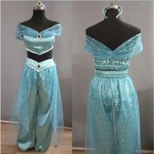 Aladdin Jasmine Princess Costume Arabian Dress for Halloween Cosplay Women Girls